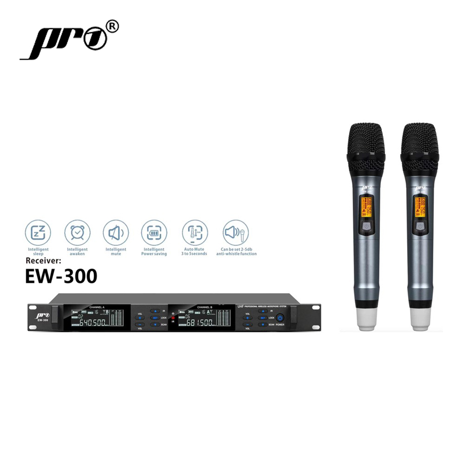 Micro không dây cầm tay EW 300 thương hiệu Pro1 - Micro 4 râu thế hệ mới