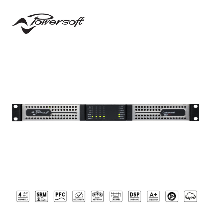 Cục đẩy công suất Powersoft QUATTROCANALI 8804 DSP 4 kênh với DSP và Dante™ - Amply Powersoft QUATTROCANALI 8804 DSP+D 4-channel amplifiers