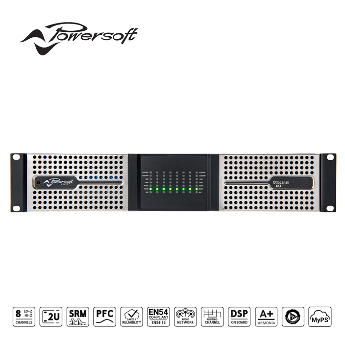 Cục đẩy công suất Powersoft OTTOCANALI 4K4 8 kênh với DSP và Dante™ - Amply Powersoft OTTOCANALI 4K4 8-channel amplifiers