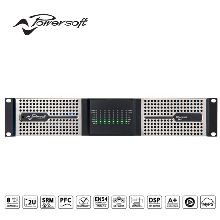 Cục đẩy công suất Powersoft OTTOCANALI 8K4 8 kênh với DSP và Dante™ - Amply Powersoft OTTOCANALI 8K4 8-channel amplifiers